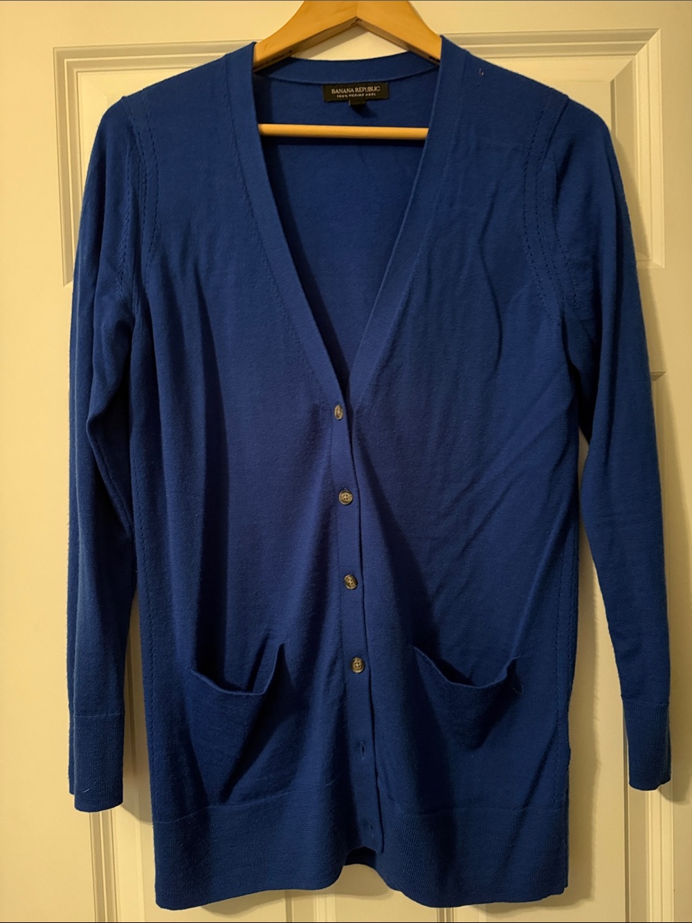 Banana Republic Women's Cobalt Blue Long V-Neck Cardigan